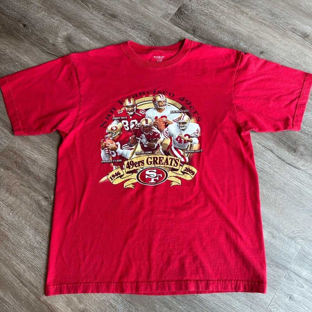 Vintage Y2K Reebok 2009 SF 49ers “Greats” T-Shirt Rice, Montana, Clark,Gore,Lott